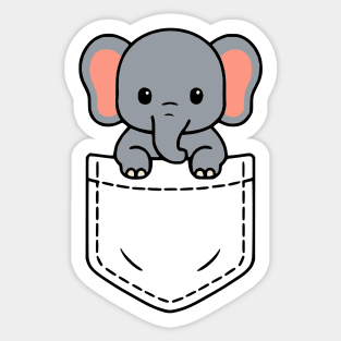 Cute Baby Elephant Pocket Pal Funny Wild Animal Sticker